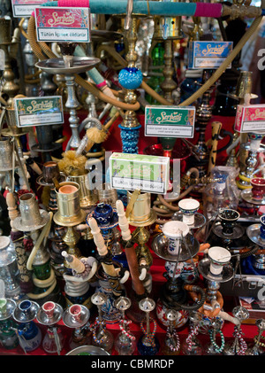 Hookah pipes for sale in The Grand Bazaar, Istanbul a covered market. Stock Photo
