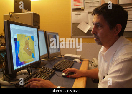 Al Jazeera Television (arabic channel) graphic studio. Al Jazeera approaches its 10 year anniversary in Nov 2006. Stock Photo