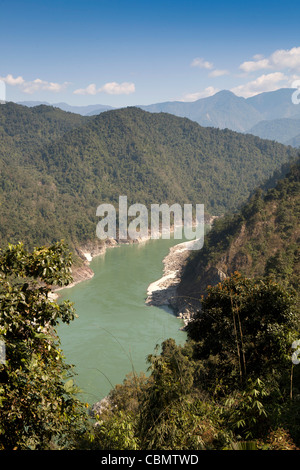 India, Arunachal Pradesh, Rotung, Siang, or Digang River flowing through foothills of Himalayas Stock Photo