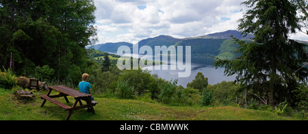 Looking across Loch Ness from Dores, morning, Inverness, Highland Region, Scotland Stock Photo