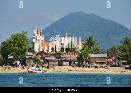 Church of Bunaken Island, North Sulawesi, Celebes Sea, Indonesia Stock Photo