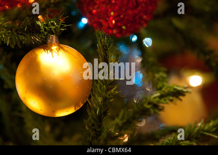 Xmas decor on tree Stock Photo