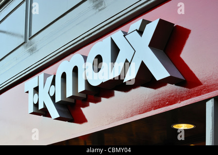 T.K.Maxx shop sign. Stricklandgate, Kendal, Cumbria, England, United Kingdom, Europe. Stock Photo