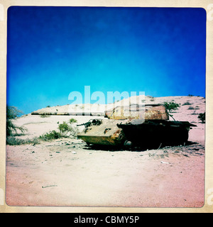 Abandoned Russian Tank In The Desert Near Berbera Somaliland Stock Photo
