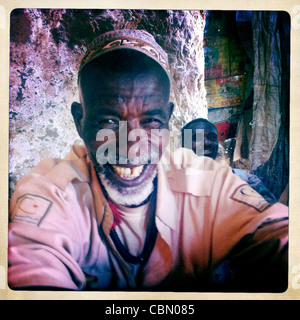 Senior Smiling Black Man With White Beard Portrait, Degehabur Somaliland Stock Photo