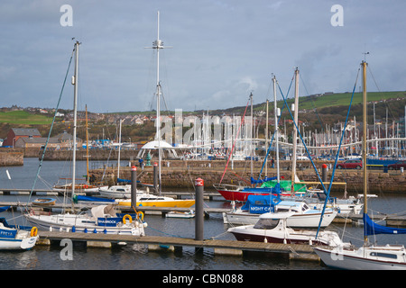 Whitehaven busy harbour and marina, Cumbria, England Stock Photo