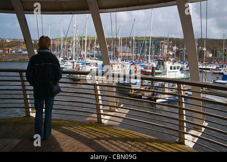 Whitehaven busy harbour and marina, Cumbria, England Stock Photo