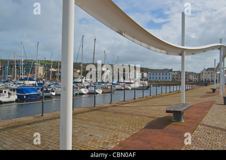 Whitehaven busy harbour and marina, Cumbria, England Stock Photo