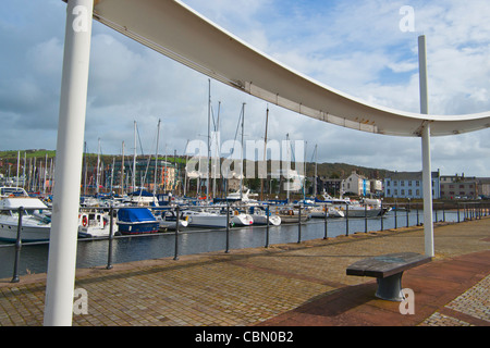 Whitehaven busy harbour and marina, Cumbria, England Stock Photo