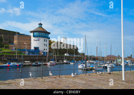 Whitehaven busy harbour and marina, Cumbria, England Stock Photo