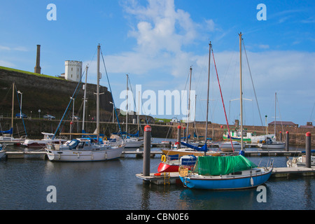 Whitehaven busy harbour and marina, Cumbria, England Stock Photo