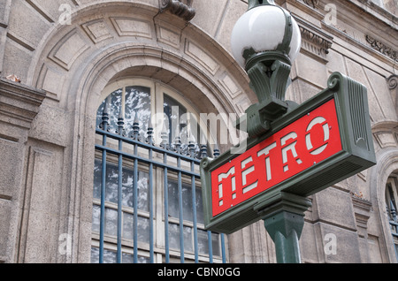 Foreground of a metro signal in Paris, France Stock Photo