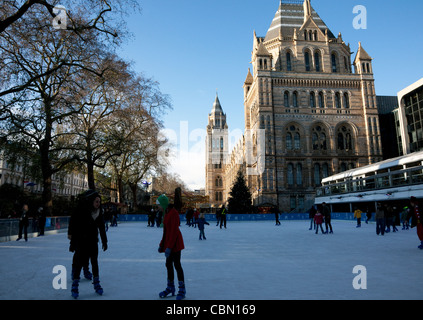 Ice-skating rink at Natural History Museum, London Stock Photo