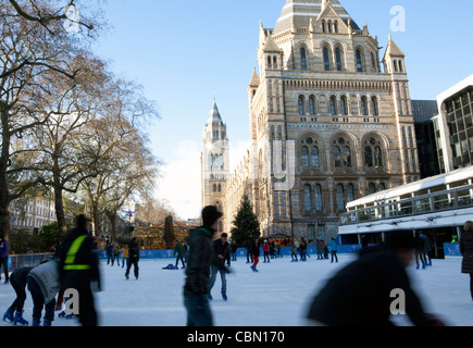 Ice-skating rink at Natural History Museum, London Stock Photo