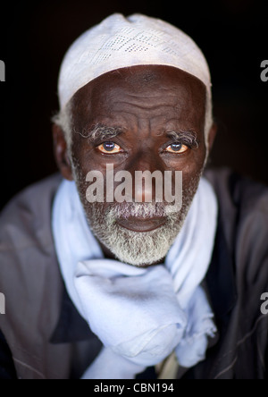 Portrait Of White Bearded Senior Muslim Black Man Baligubadle Somaliland Stock Photo