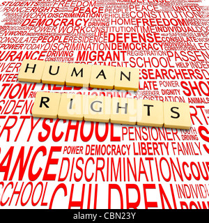 Words human rights on a backround with letters Stock Photo