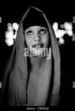 Portrait Of Beautiful Young Woman Wearing Veil In Berbera Somaliland Stock Photo