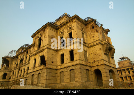 Darul Aman Palace ruined in 1992 Civil War Kabul Afghanistan Stock Photo