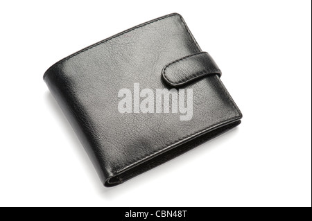 A black leather wallet, close-up Stock Photo