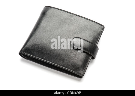 A black leather wallet, close-up Stock Photo