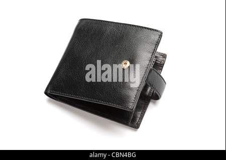 A black leather wallet, close-up Stock Photo