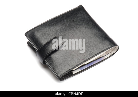 A black leather wallet, closed Stock Photo