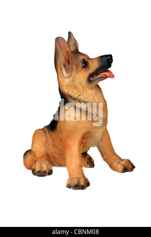 German Shepherd Dog figurine over white with clipping path. Stock Photo