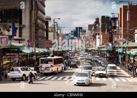 Busy Shijo Dori, a major shopping street in Kyoto, Japan. Stock Photo