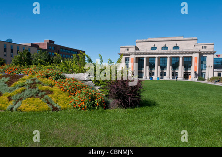 Athena park and Jean Talon old train station in Montreal Park extension area  Quebec Canada Stock Photo