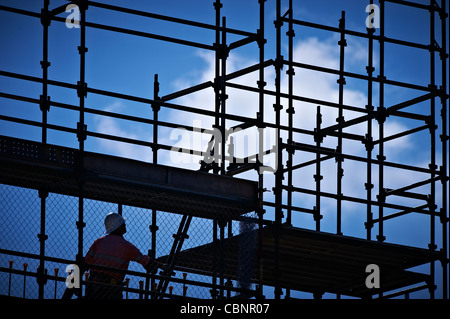 Construction worker on building site Stock Photo