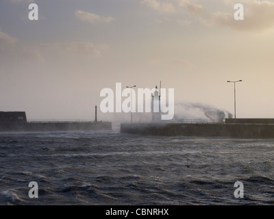 Anstruther Lighthouse During a Storm, Fife, Scotland Stock Photo