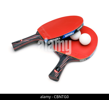 Table Tennis Bat and Balls, Cut Out. Stock Photo