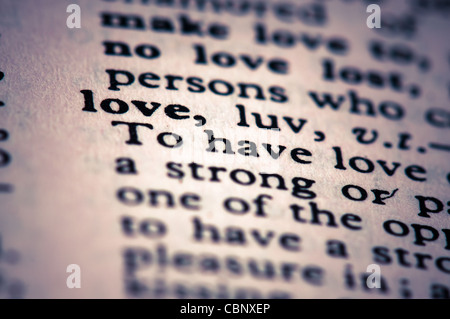 Word love from the dictionary, a close up. Stock Photo