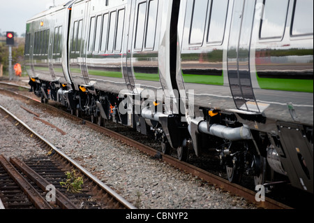 The Bombardier 172 in London Midland livery. The trains are made by Derby based manufacturer Bombardier Stock Photo