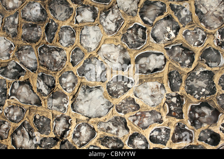 Flint wall of Saint Mary's Church, The Avenue, Worcester Park Surrey England UK Stock Photo