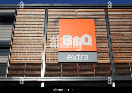 B&Q Extra superstore with largest wind turbine on a building in the UK. New Malden, Surrey, England. Stock Photo