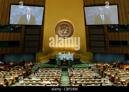 Australian Foreign Minister and former Prime Minister Kevin Rudd makes a speech during the 2010 United Nations General Assembly Stock Photo