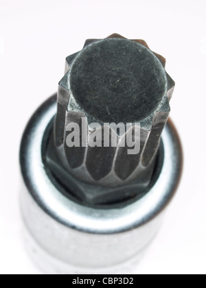 M 14 tri-square 12-point splined 1/2' drive socket Stock Photo