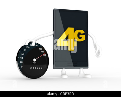 smartphone displaying the speed of 4g. Stock Photo