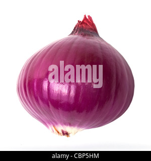 Sliced and peeled red onion isolated on white background with shadow ...
