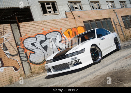 Modified and custom Nissan 180SX Silvia boy racer Japanese sports car Stock Photo