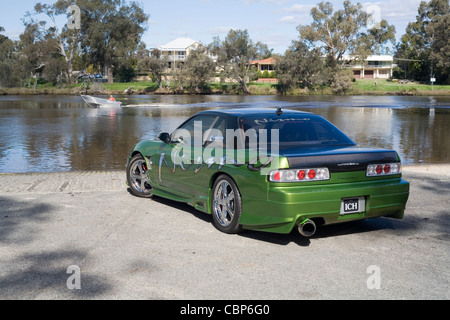 Heavily modified and custom Nissan Silvia S13 Japanese sports car Stock Photo