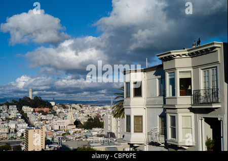 Apartment building on lower Russian Hill, San Francisco, California, USA Stock Photo