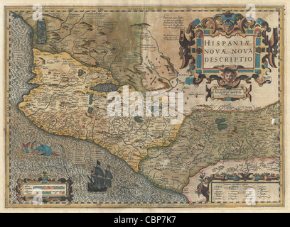 1606 Hondius and Mercator Map of Mexico Stock Photo