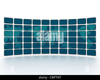 World map on digital tv wall Stock Photo