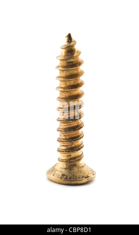 a yellow screw is isolated on white Stock Photo