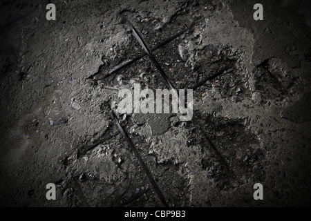 Old gray cracked concrete grunge texture background for your artwork. Stock Photo