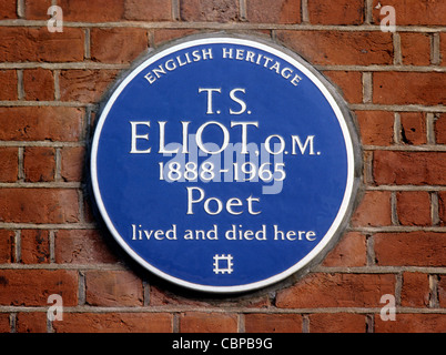 Blue Plaque, T.S.Eliot, Kensington Court Place, London W8 England UK English plaques poet poets