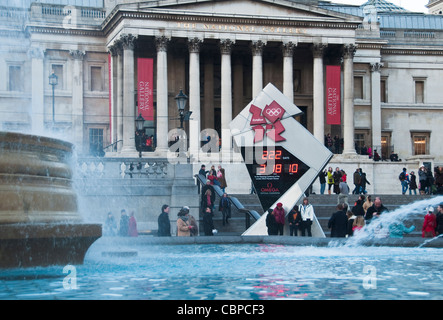 LONDON - DECEMBER 18: The countdown to the Olympics on Trafalgar Square  reads 222 days to London 2012. Stock Photo