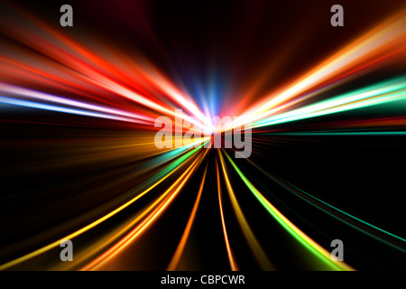 rapid race of night highway Stock Photo